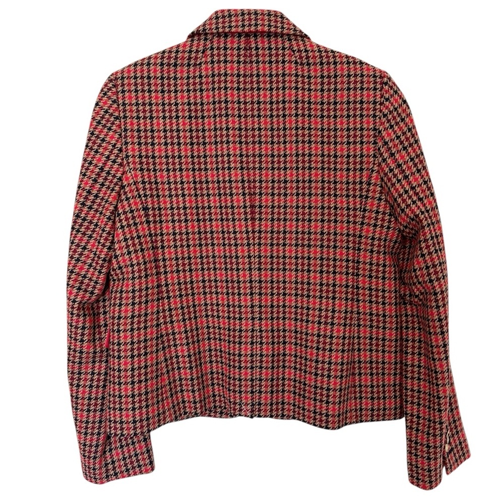 J. Crew Houndstooth Blazer Wool Blend Tan, Red and Black Size 14 - Picture 8 of 8